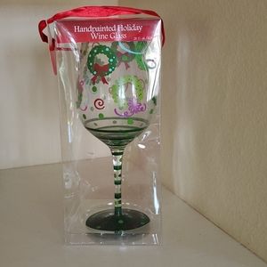 Hand painted wine glass-Christmas